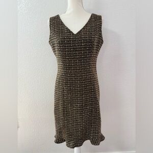 JONATHAN MARTÍN studio Classic Brown Tweed Midi Dress size 6